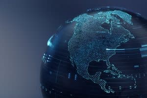 Digital Globe With Highlighted North America Continent Map